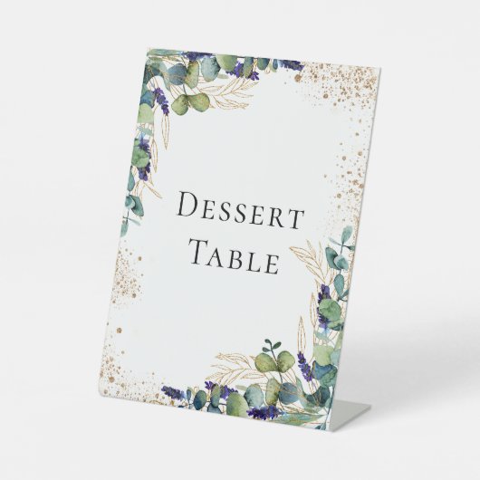 Signe De Table Table de dessert élégante avec verdure d'eucalyptu (Recto)