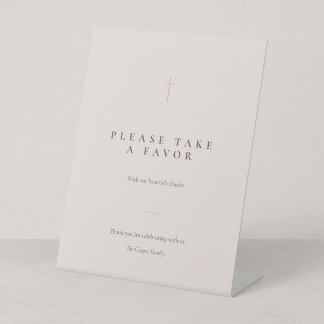 Signe De Table Table de faveur de croix chrétienne minimale Blush