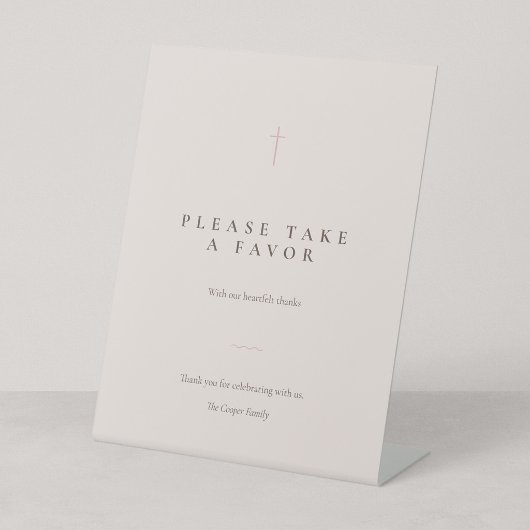Signe De Table Table de faveur de croix chrétienne minimale Blush