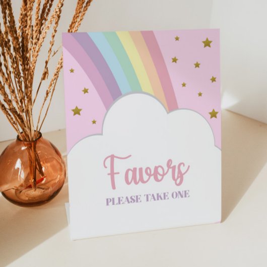 Signe De Table Table de fête Pink Rainbow et Stars Favors
