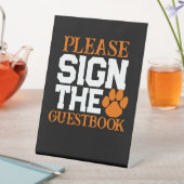 Signe De Table Table de graduation Orange & Black Guestbook (In SItu)