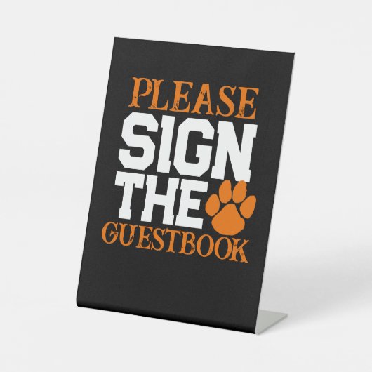 Signe De Table Table de graduation Orange & Black Guestbook (Recto)