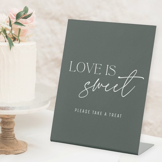 Signe De Table Table de mariage Moderne Vert Sauge Foncé Love is