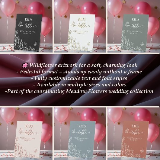 Signe De Table Table des enfants Fleurs de prairie