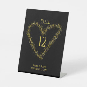 Signe De Table Table en forme de coeur de Parties scintillant d'o