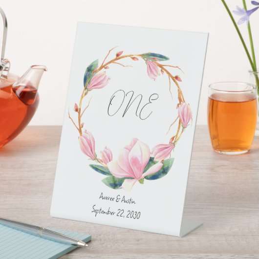 Signe De Table Table Magnolias Rose (In SItu)