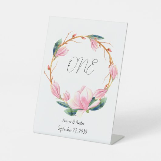 Signe De Table Table Magnolias Rose (Recto)