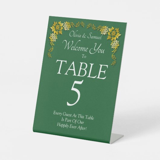 Signe De Table Table Number, Acrylic Pedestal Sign Emerald Green (Recto)
