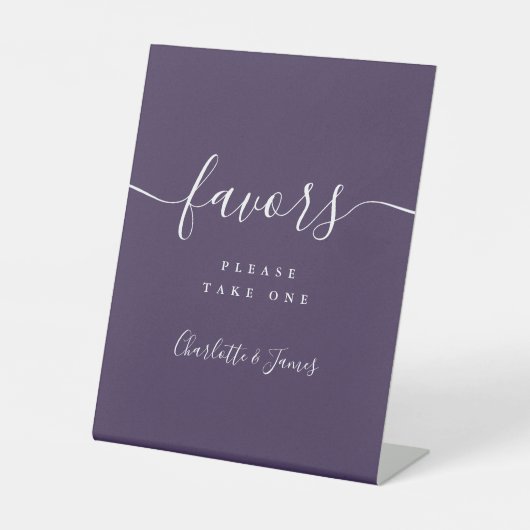 Signe De Table Table Purple Modern Script Wedding Favors (Recto)