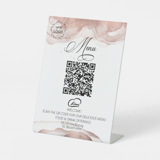 Signe De Table *~*Table Tente Rose Gold Eatery Logo QR (Recto)
