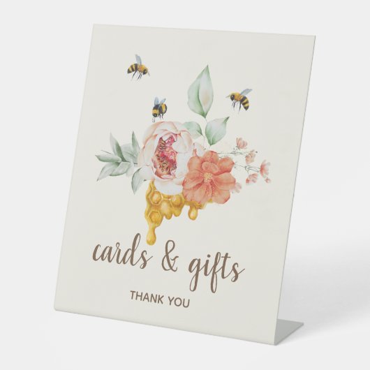 Signe De Table Tableau cadeau Baby shower abeille Floral Honeycom (Recto)