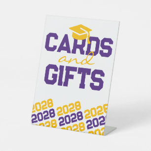 Signe De Table Tableau de graduation Purple & Gold Cartes & Cadea