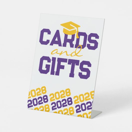 Signe De Table Tableau de graduation Purple & Gold Cartes & Cadea (Recto)