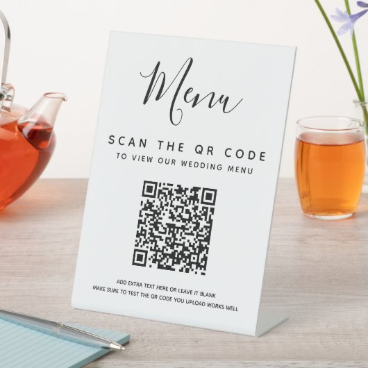 Signe De Table Tableau de menu Mariage numérique de code QR Scan (In SItu)