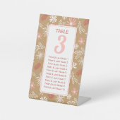 Signe De Table Tableau de sièges à fleurs rose pâle # (Recto)