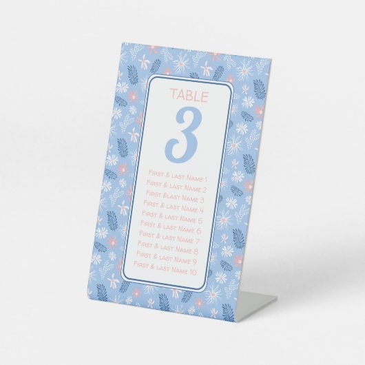 Signe De Table Tableau de sièges fleuris bleu foncé # (Recto)