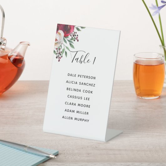 Signe De Table Tableau de sièges floraux de Bourgogne mariage (In SItu)