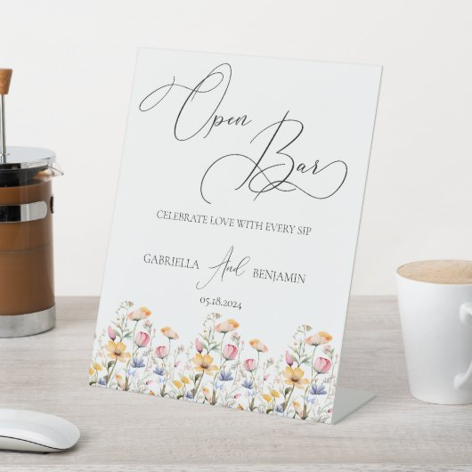 Signe De Table Tablet PC Fleur sauvage Open Bar Mariage (In SItu)