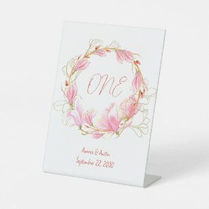 Signe De Table Tablette de couronne rose Magnolias
