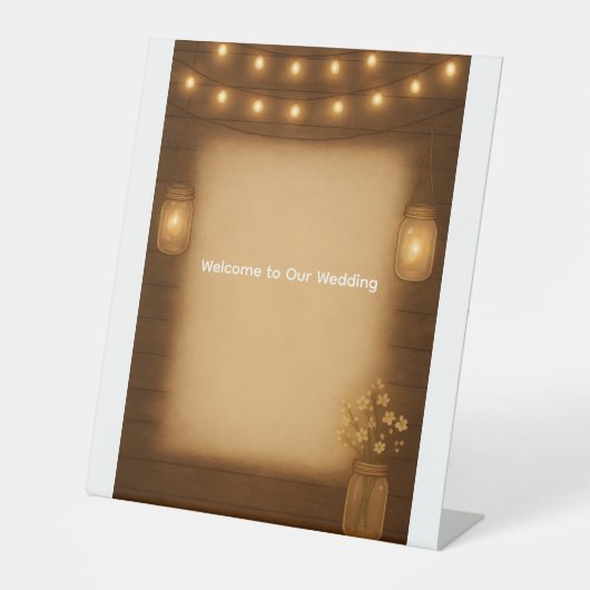 Signe De Table Tablette Mariage Rustique Mason Jar & String Light (Recto)