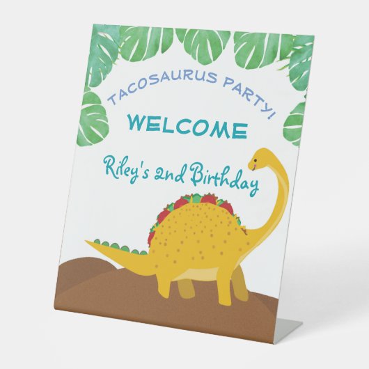 Signe De Table Tacosaurus fête d'anniversaire - dinosaure et taco (Recto)
