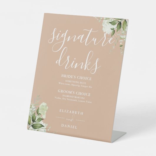 Signe De Table Tan Floral Mariage Signature Boissons (Recto)
