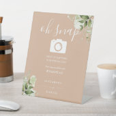 Signe De Table Tan Vert Floral Script Oh Snap Photo (In SItu)