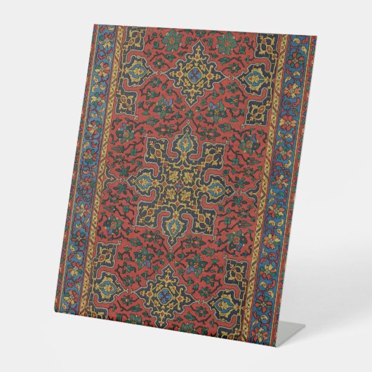 Signe De Table Tapisserie de tapis persan rouge bleu classique (Recto)