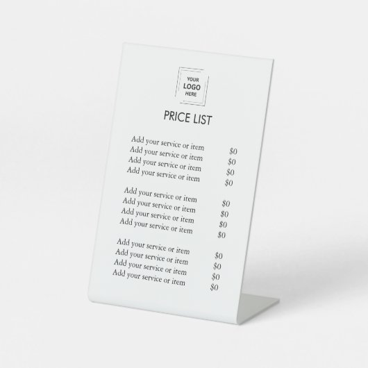 Signe De Table Tarif blanc personnalisé | Logo d'entreprise moder (Recto)