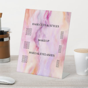 Signe De Table Tarif de l'Aquarelle rose or moderne