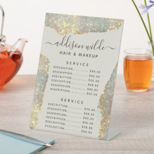 Signe De Table Tarif de service de paillettes de script de signat