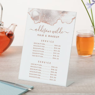 Signe De Table Tarif de service en marbre blanc agate or rose chi