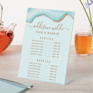 Signe De Table Tarif de service en marbre d'agate bleu pailleté o