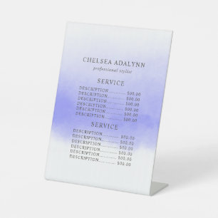 Signe De Table Tarif de service minimaliste aquarelle violet ombr