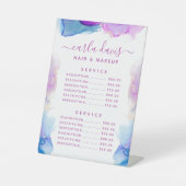 Signe De Table Tarif du service d'encre bleue violette de script (Recto)