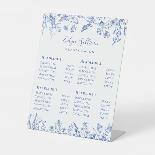 Signe De Table Tarif Fleur sauvage bleu français (Recto)
