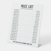 Signe De Table Tarif. Jusqu'à 20 produits & Prix sur un (Recto)