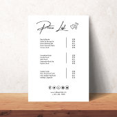 Signe De Table Tarif Modèle, Tarif Petite Entreprise