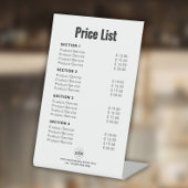 Signe De Table Tarif personnalisé ou services Simple moderne blan