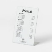 Signe De Table Tarif personnalisé ou services Simple moderne blan (Recto)