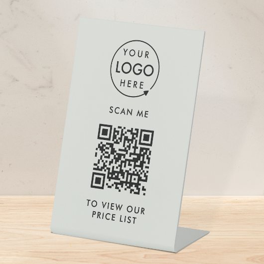Signe De Table Tarifs sans contact | Grey Business Logo QR