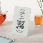 Signe De Table Tarifs sans contact | Grey Business Logo QR (In SItu)