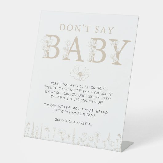 Signe De Table Taupe Wildflower Don’t Say Baby Game Sign (Recto)