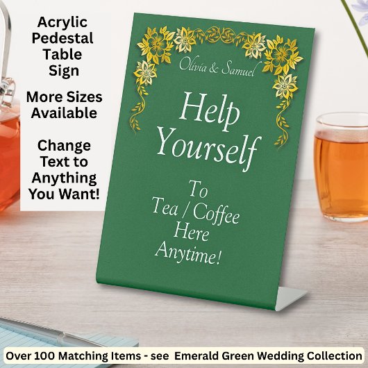 Signe De Table Tea Coffee Table Green Acrylic Pedestal Sign