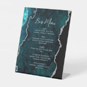 Signe De Table Teal Blue Silver Agate Wedding Bar Menu (Recto)
