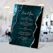 Signe De Table Teal Blue Silver Agate Wedding Bar Menu