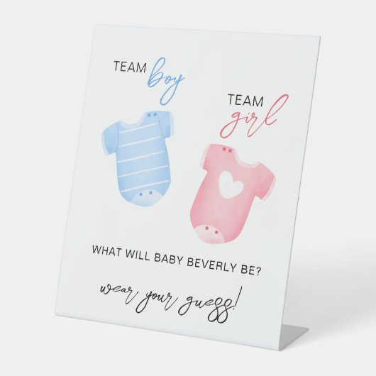 Signe De Table Team Boy Team Girl Wear What Will Baby Be Guess (Recto)