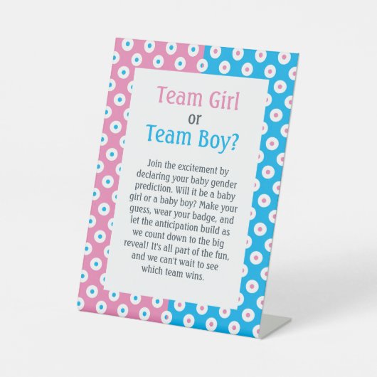 Signe De Table Team Girl ou Team Boy Polka-Dot (Recto)