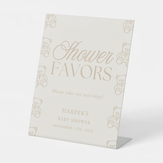 Signe De Table Teddy Bear Baby Shower Favors (Recto)
