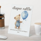 Signe De Table Teddy Bear Boy Baby shower Déchets Raffle (In SItu)